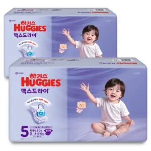 하기스 맥스드라이 저자극 흡수력좋은 밴드형 기저귀 특대형 남여공용 5단계 100매