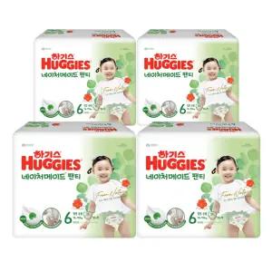 하기스 2024 저자극 흡수력좋은 네이처메이드 점보형 팬티형 기저귀 남여공용(14~19kg) 6단계 116매