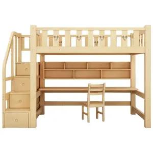이층 벙커침대 원목 수납형 데스크세트 계단식 프레임 테이블 옷장