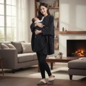 혀누닷컴 겨울 따뜻한 코트형 포켓 아기 보호 망토 바람막이 워머 밴딩 임산부 신생아 애기 출산선물