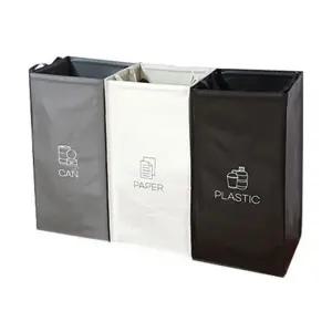 나무 원룸 쓰레기통 바구니 타포린 분리 대형 3단 대용량 가정용 수거함