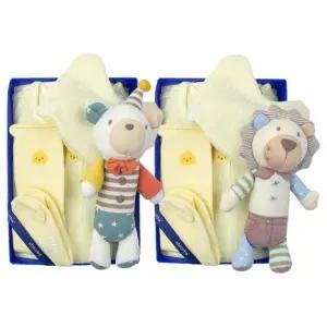 [갤러리아] (쌍둥이출산,백일슈트세트)솔링모달바디슈트노랑두벌+사자,곰돌딸랑이(A11-10630SET)