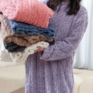 여성 잠옷 원피스 극세사 홈웨어 수면 ST4676겨울 파자마 파티 셋트 부드러운 세트