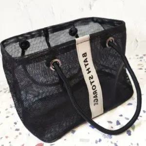 목욕탕가방 검정색 메쉬 수영 소형 탈프레임 미니 여름 기타 샤워 바구니 물놀이 수영장 블랙 비치백 쉬백