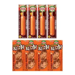 [롯데웰푸드]의성마늘 프랑크 소시지70g x4개+직꾸닭 리얼간장 100g x4개