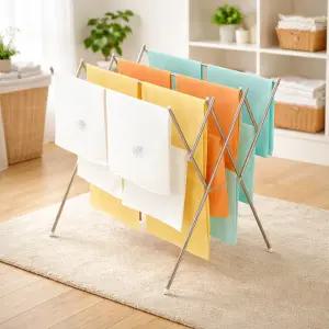 W형 빨래건조대 4단 /올스텐 이불 수건 베란다 접이식 건조대