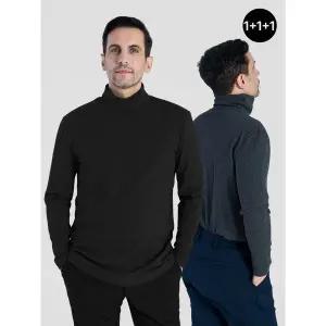 [마운틴밸리][리뉴얼][1+1+1] 남여공용 베이직 부드러운 터틀넥 폴라 티셔츠