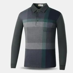 남성 기모 체크 긴팔 카라 티셔츠 NAW69 중년 겨울