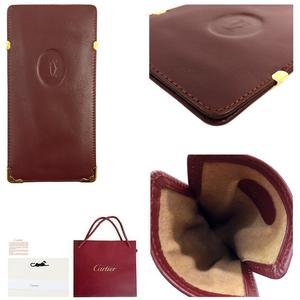 전시품 까르띠에 안경 케이스 선글라스 가죽 레드 카르티에