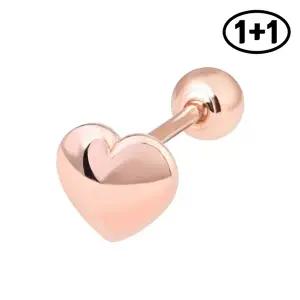 [미니아트][1+1] 하트 14K 금침 기본 로즈골드 피어싱