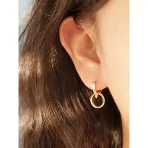 [미니멀피어싱]14K 18K 볼륨 스틱 써클 원터치 링귀걸이