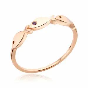 [비앤비골드] 14K 물고기 세마리 탄생석 2월 자수정 반지 NPR32495