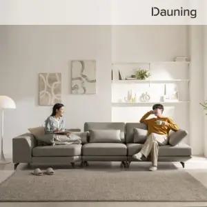 [룸스프레이증정][다우닝] 클라임 4인 반카우치 리프트업 전체 천연가죽 소파