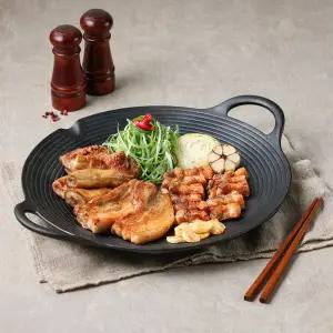 꾸버스 캠핑 무쇠그리들 28cm + 전용가방포함 바베큐그릴 그리들팬 인덕션 고기 불판