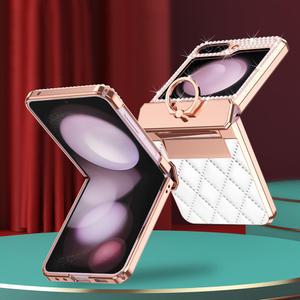 갤럭시 z플립 3 4 5 6 zflip 제트플립 지플립 폴더 골드 링 큐빅 고리 포인트 플랫 힌지 커버 하드 케이스