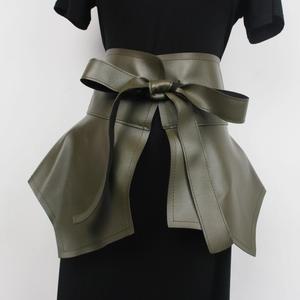 여성 가죽 벨트 허리띠 넓은 코르셋 벨트 브라운