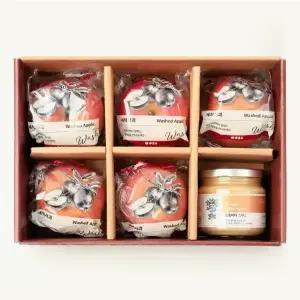 과일도감 사과 땅콩버터 선물세트 (세척사과 5입+땅콩버터 스무스 200g)