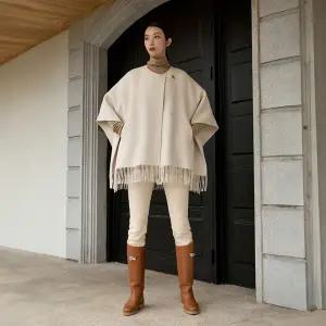 J BY 핸드메이드 울실크 보호시크 케이프코트 1종