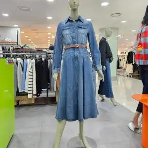 시슬리/애플아울렛/벨티드 허리 밴딩 데님 롱 원피스 SAOPA1511