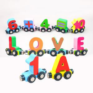 마그네틱 원목 기차놀이 세트 알파벳 숫자 놀이 교구 자석 기차