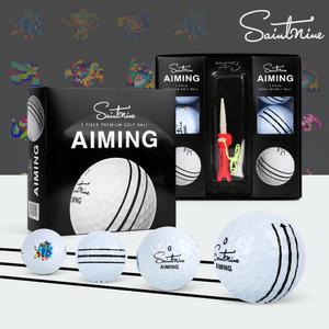 넥센 세인트나인 에이밍 골프공 2025년 블랙 6개입 + 골프티