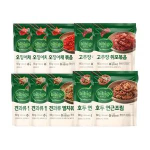 비비고 오징어채볶음 55g x3개+멸치볶음 60g x3개+연근조림 90g x2개+쥐포볶음 60
