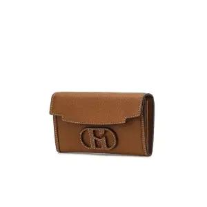 갤러리아 헤지스핸드백 HIHO5F540W2 [H20] 브라운 H패치 소가죽 플랩 카드지갑