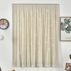 붙이는커튼 붙이는 베이지 암막커튼 스타펀칭 (WFGTEN8)