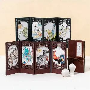 [문구티쳐] 민화샵 KC인증 MDF 고급 병풍 만들기 (3중택1) DIY 추석만들기 가을 명절놀이 전통공예 집콕놀이세트 문살 병풍