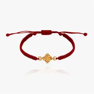 24K 순금 스퀘인 매듭팔찌 실팔찌 행운 부적 금 할로우