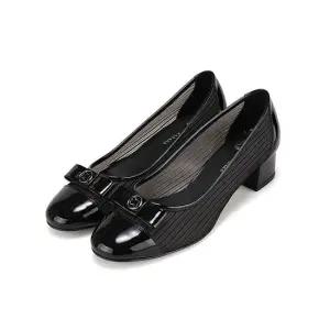 [본사운영] 바바라 소가죽 베이직 엠블럼 여성펌프스 4cm_BBI103