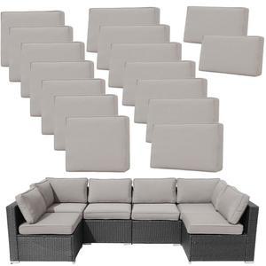 FKSLIFE 14피스 파티오 쿠션 커버 교체, 6인승 소파용 방수 야외 커버, 지퍼가 달린 슬립 세탁 가능한 커버만(그레이)