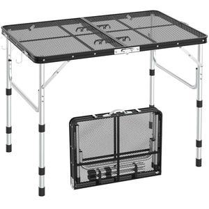 스포츠니어 접이식 테이블, 2개의 후크가 있는 3개의 높이 캠핑 BBQ, RV, 피크닉, 야외, 캠핑, 요리를 위한 가볍고 컴팩트한 알루미늄 휴대용 그릴 35.4인치 L x 23.6인치 대형 사이즈