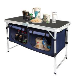 캠프랜드 야외 접이식 테이블 알루미늄 경량 높이 조절 가능, BBQ, 파티, 캠핑용 수납 정리함 포함
