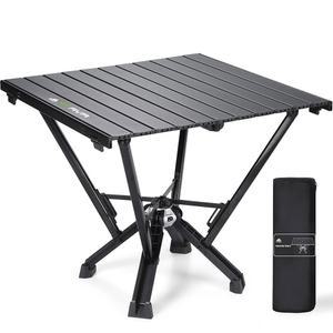MTRVR 캠핑 테이블 접이식, 380파운드 하중의 소형 테이블, 야외, 피크닉, 캠핑, 블랙을 위한 휴대용 롤업 알루미늄 접이식 가방 포함