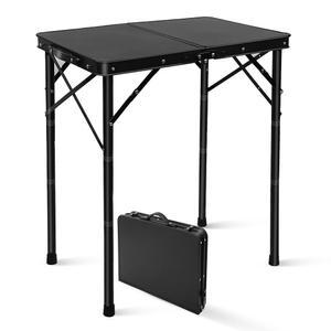 ALZEROOE 소형 금속 접이식 테이블, 야외 정원 파티오를 위한 피크닉 캠핑 사이드 테이블 - 휴대용 경량, 컴팩트 및 높이 조절 가능한 그릴 스탠드 바비큐
