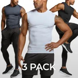 테슬라 기능성 컴프레션 나시 민소매 머슬핏 쿨링 베이스레이어 3팩