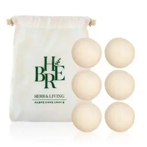 허브앤리빙 양모볼 더스트백 세트 드라이 세탁 빨래 건조 보송 건조기볼 울드라이어볼 옷감 정전기방지