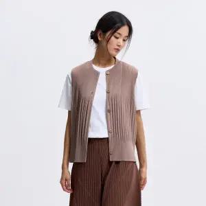 [플리츠미](대구신세계)솔리드 라운드넥 버튼 베스트_EPVTF025002