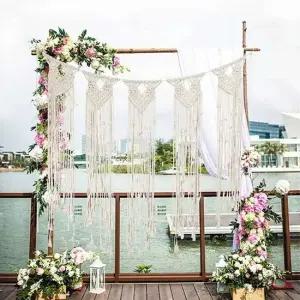 DGITEM 마크라메가랜드 월행잉 보헤미안 벽걸이 장식 폼폼가랜드 벽장식 월행잉 태피스트리