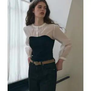 [드로우핏 우먼](타임스퀘어점패션관)시어 셔링 뷔스티에 블라우스 [3COLOR]