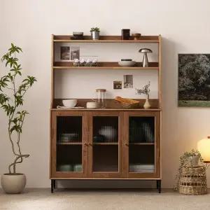 나무뜰 헤이즐 원목 모루유리 주방 수납장 세트 1200 GM405C (착불)