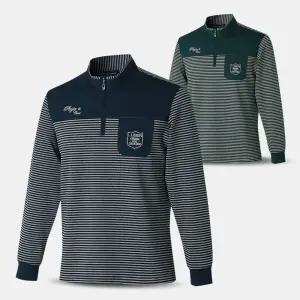 남성 줄무늬 스판 골프 반집업 티셔츠 MRF02 봄 가을