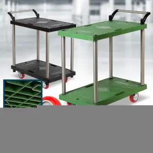 플라스틱 대차 2단 특대 적색 바퀴 이동식 카트 무빙 웨곤/운반/트롤리/끌차/밀차/배식카/다용도/조리대/