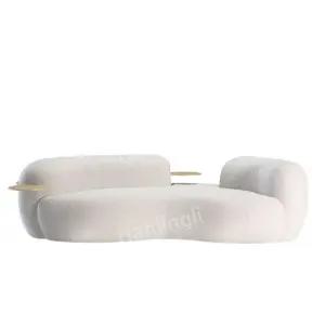 거실 쇼파 고급 양털 홈데코 인테리어 가구 대기실 패브릭소파 완두콩 곡선 미용실 라운지