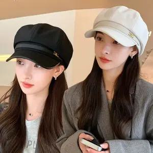 여성 레더 벨트 장식 포인트 팔각 뉴스보이캡 모자 여자모자 가을모자 겨울모자 팔각모