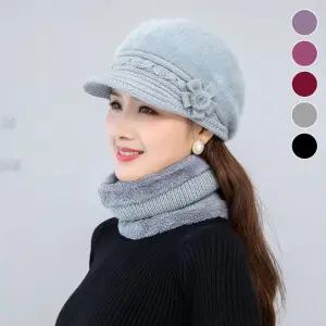 겨울 따뜻한 캡 니트모자 여자 털모자 넥워머 세트