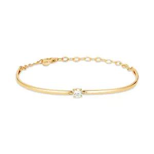 [모룬] 14K 4.2mm 플랫 솔리테어 하프 뱅글 팔찌 MOB42250