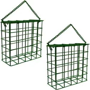 야외 정원 케이지를 위한 수트 케이크 새 모이통을 과일 용량 모이통 외부에 걸어두는 모이통(2개 녹색)