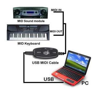 [호환품]1개 PC USB to MIDI 케이블 컨버터 신디사이저 음악 스튜디오 키보드 인터페이스 IN-OUT 어댑터 코